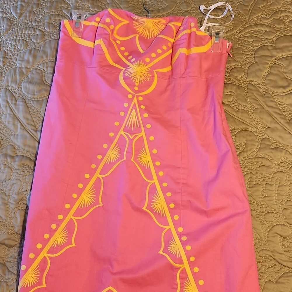 Lilly Pulitzer Pink & Yellow Strapless Dress - Picture 2 of 3